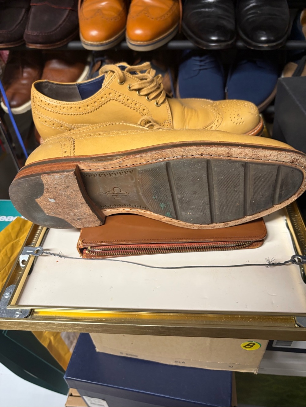 Cole Haan Yellow Leather Wingtip Oxfords